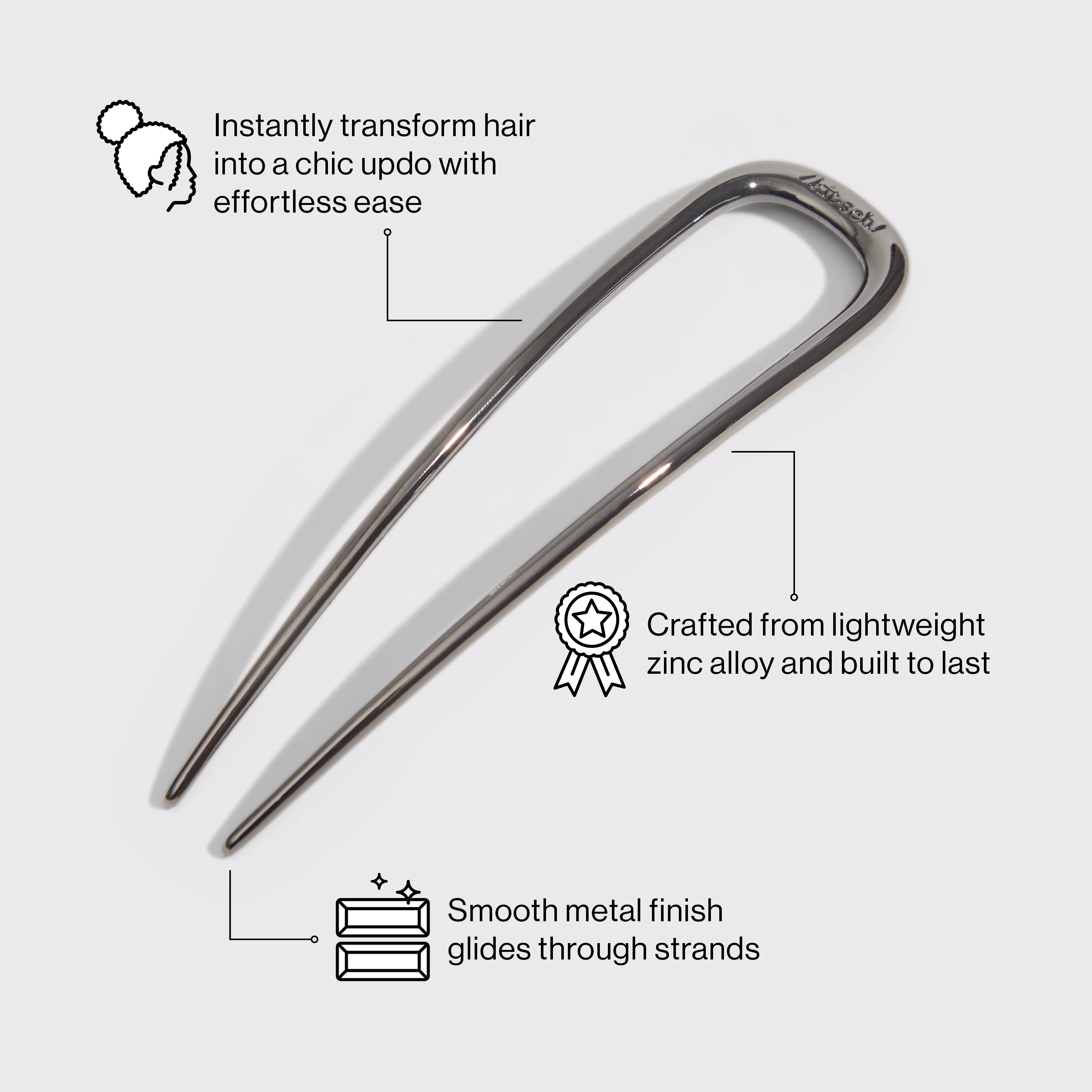 Hematite French Hair Pin - Image 4
