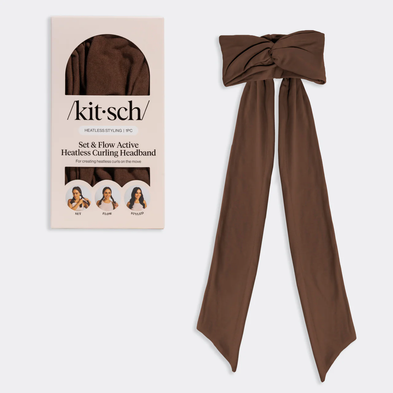 Chocolate Brown Set & Flow Active Curling Headband