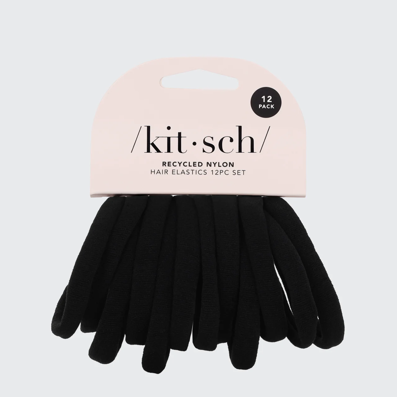 Recycled Nylon Medium Hair Elastics 12pc Set - Black - Image 4