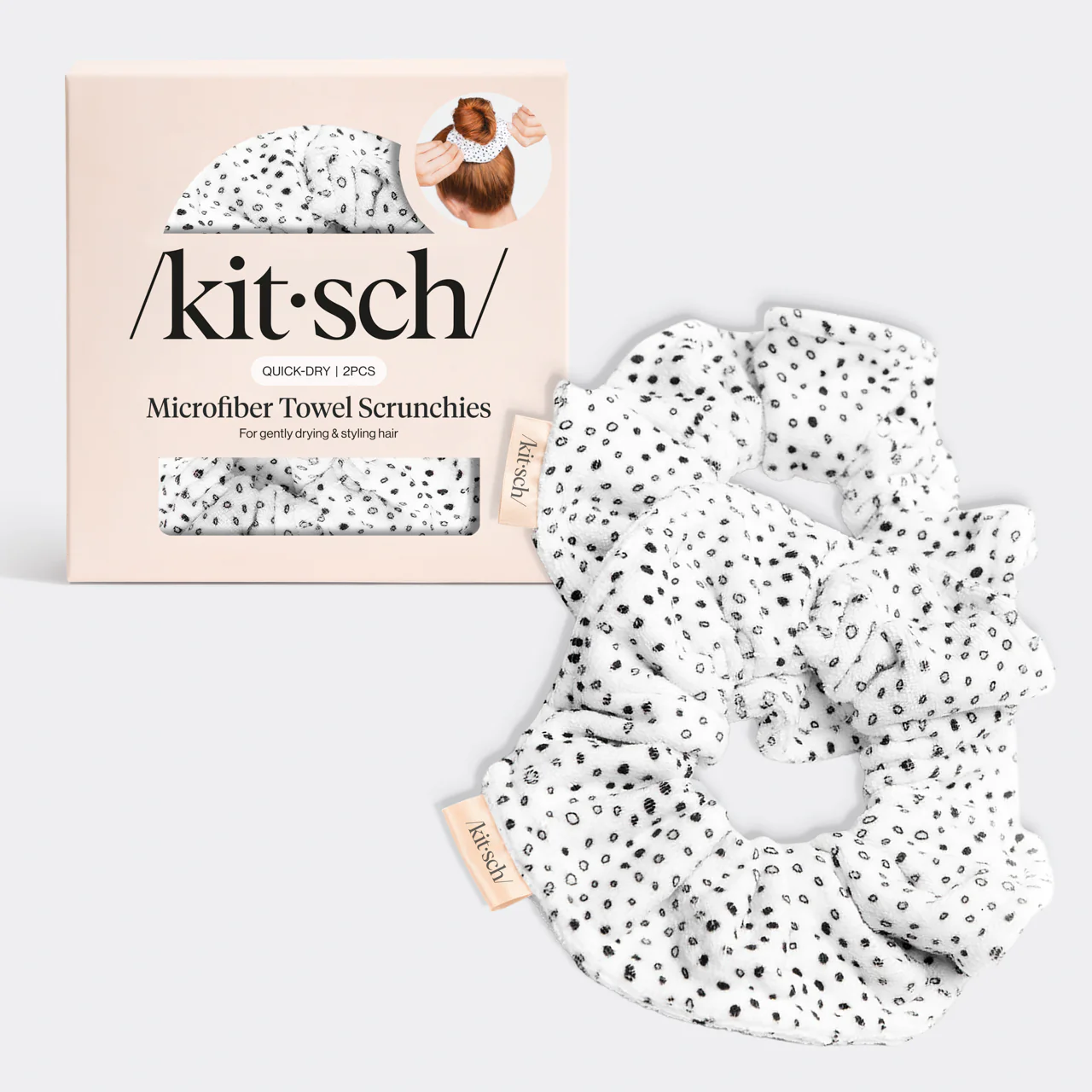 Micro Dot Microfiber Quick-Dry Towel Scrunchies 2pc Set