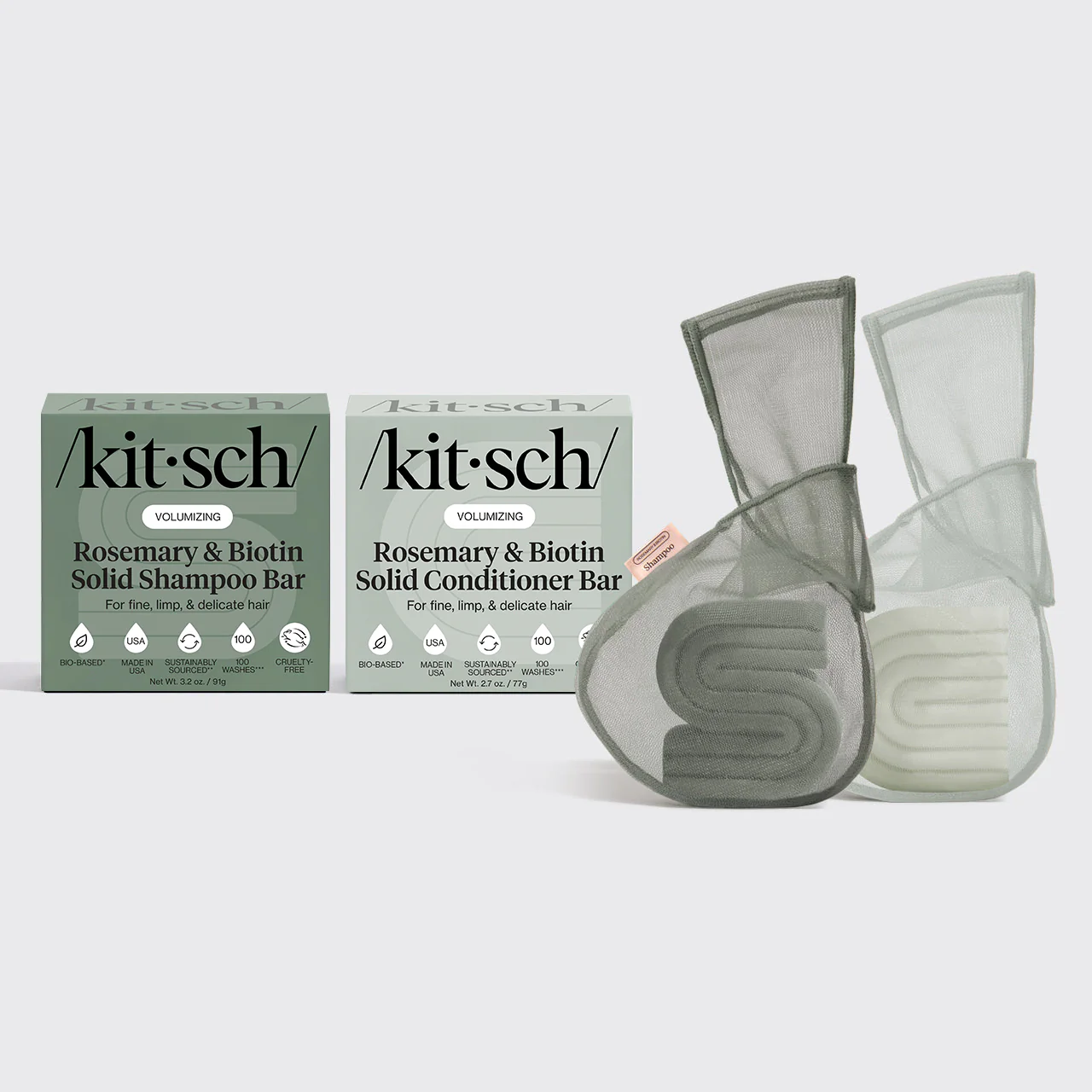 Rosemary & Biotin Shampoo & Conditioner Combo + Bar Saver Bags Bundle