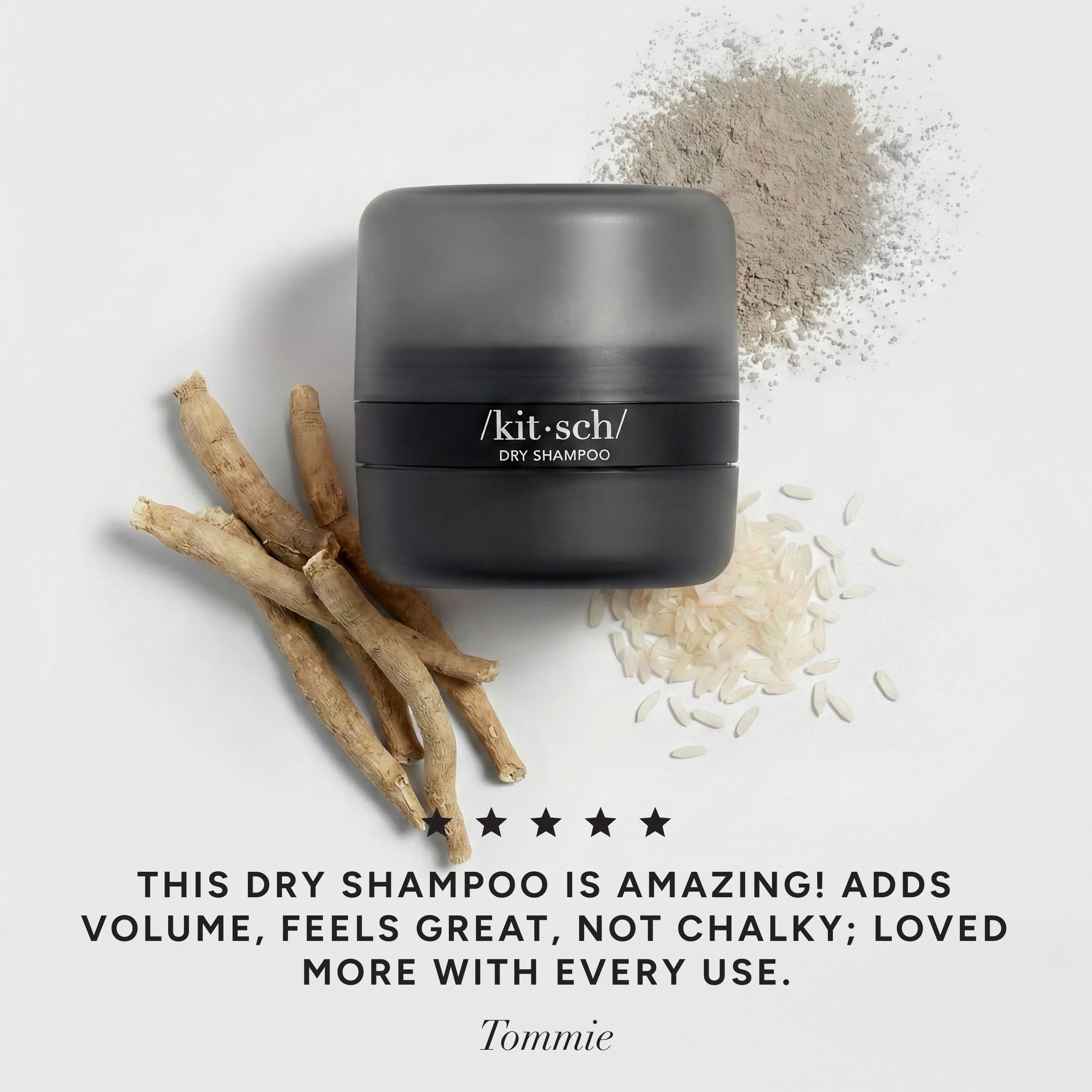 Dark Volumizing Rice Protein Dry Shampoo with Puff - Image 2