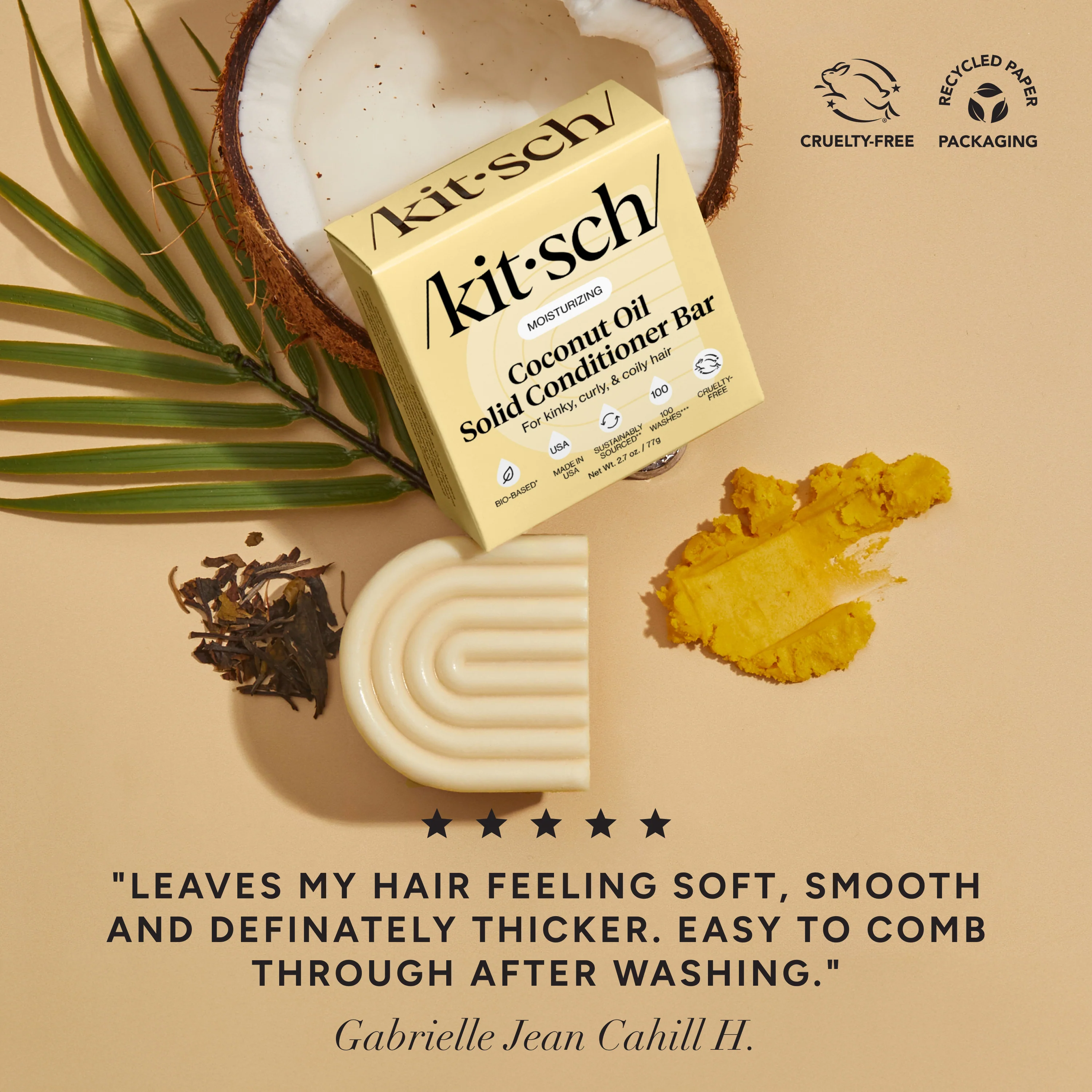 Coconut Oil Conditioner Bar for Dry Damaged Hair - Image 2